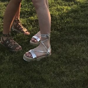 Silver wrap up sandals